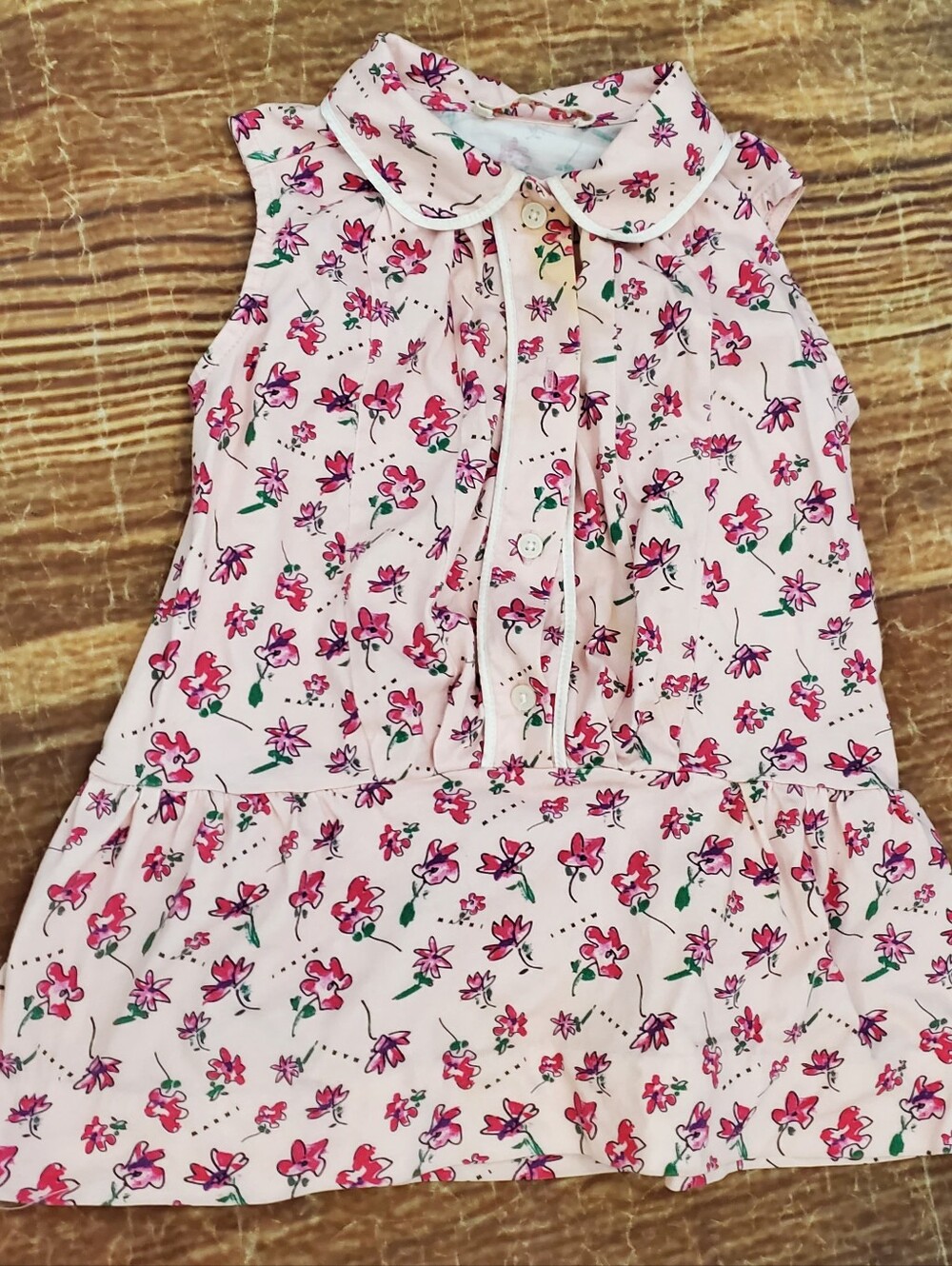 Marni Girls Pink Floral Sleeveless Button Dress 24-36M (2T-3T)
